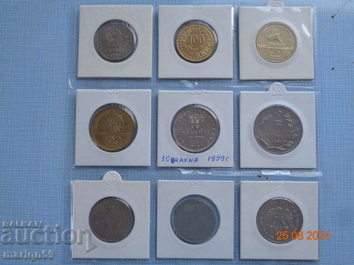9 броя различни монети  едри за 9 €