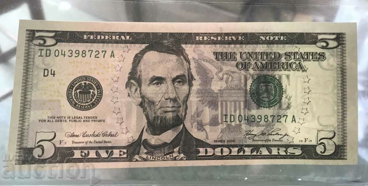 USA America $5 2006 Lincoln Cleveland Ohio UNC