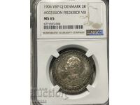 Δανία 2 Krone, 1906 NGC MS65 Silver