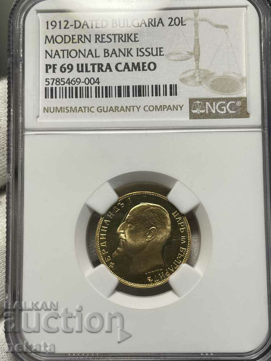 20 BGN 1912 Restrike NGC PF69 Ultra Cameo - TopPop