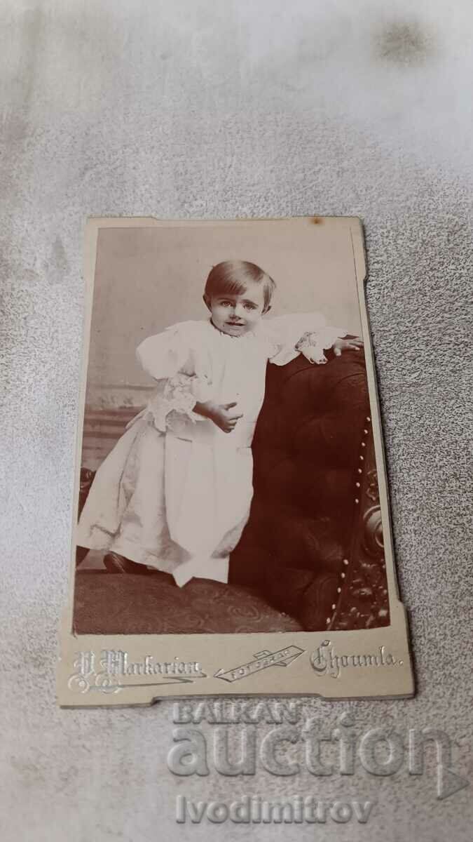 Photo Little girl in a white dress Cardboard