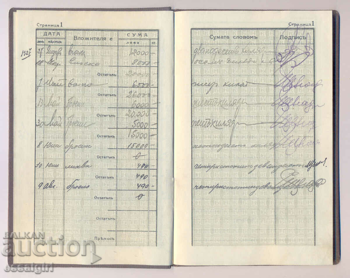 Auction BULGARIA SAVINGS BOOK BANK FOR NATIONAL CREDIT 1927 Auction BULGARIA SAVINGS BOOK BANK FOR NATIONAL CREDIT 1927