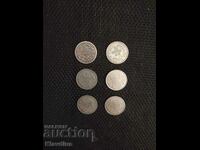 6 pieces of 50 cents Silver from different years