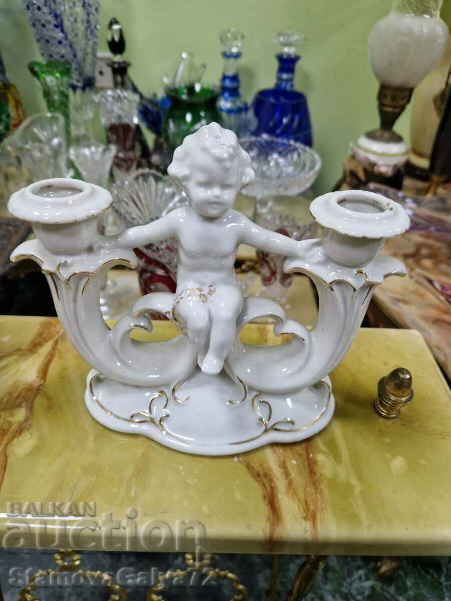 Auction Antique collectible porcelain candle holder Auction Antique collectible porcelain candle holder