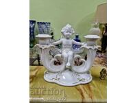 Antique collectible porcelain candle holder