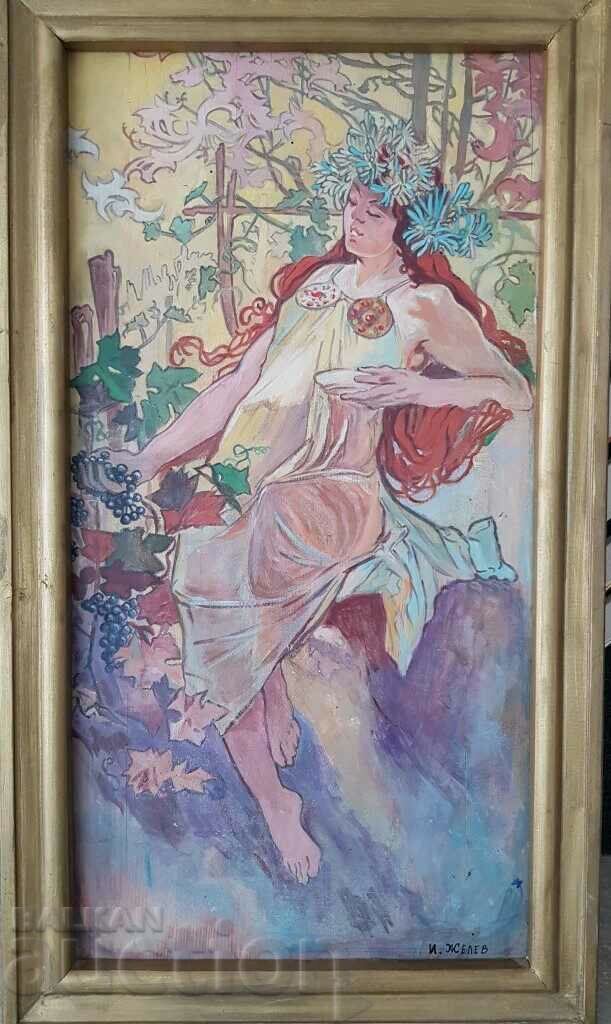 Ilia Zhelev μετά Alfons Mucha Esen Oil paints on board