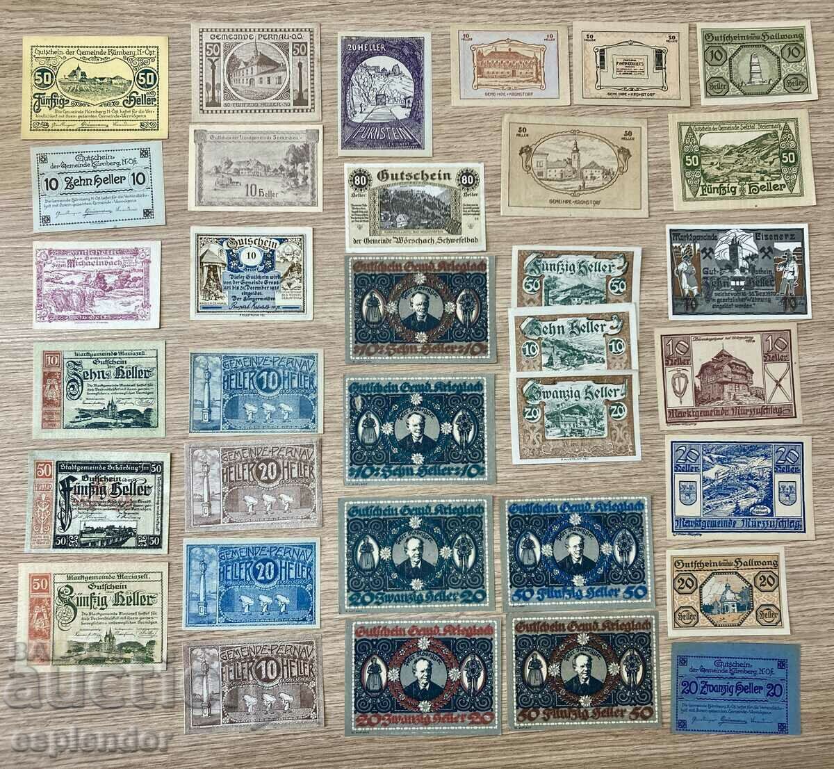 BZC! Lot nr. 6 bancnote Austria notgeld/hellers