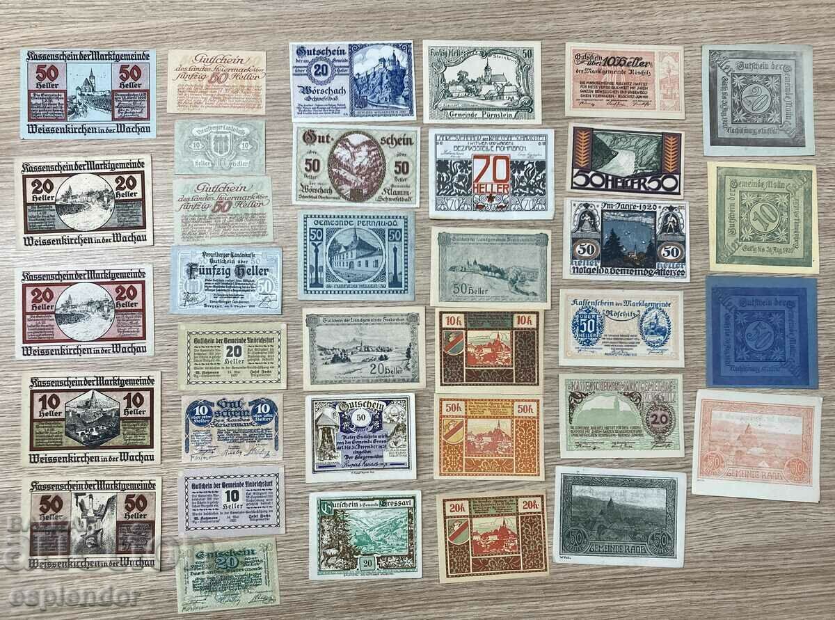 BZC! Lot nr. 8 bancnote Austria notgeld/hellers