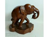 FIGURA MARE DIN LEMN SOLID DE MASTĂ DE SCULPT A ELEFANT AFRICAN