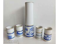 OLD PERFECT MARKED GERMAN PORCELAIN SERVICE POT GLASSES