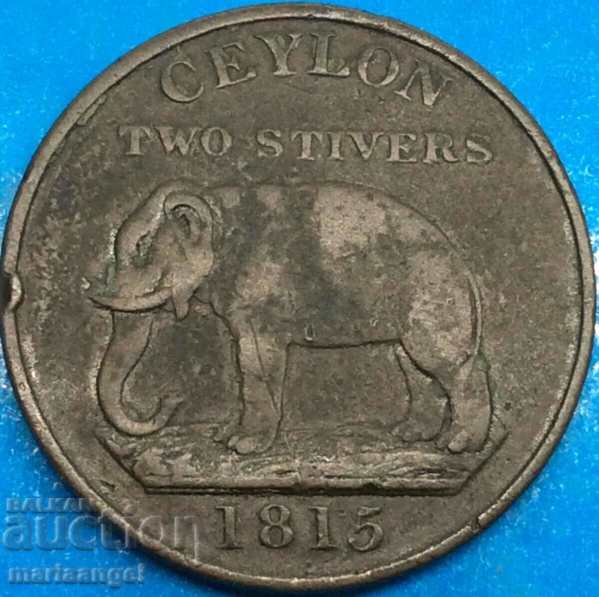 Ceylon 2 Stivers 1815 Colonia engleză George III 17,90