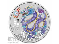 NOU!!! SILVER 1/2 OZ 2024 AUSTRALIA - LUNAR PURPLE DRAGON