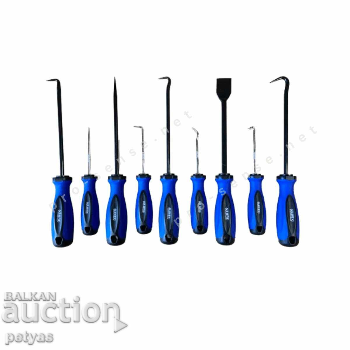 Hooks, awls and scraper small and large set of 9 pieces HAWEK with price 27.50 BGN | € 14.06