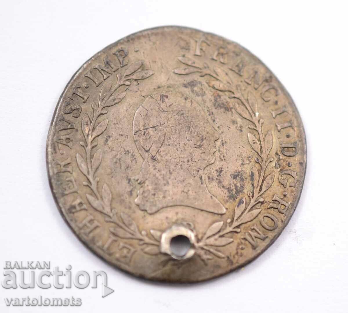 20 Kreuzer, 1806 - Austria Argint 0,583, 6,4g, ø 28mm