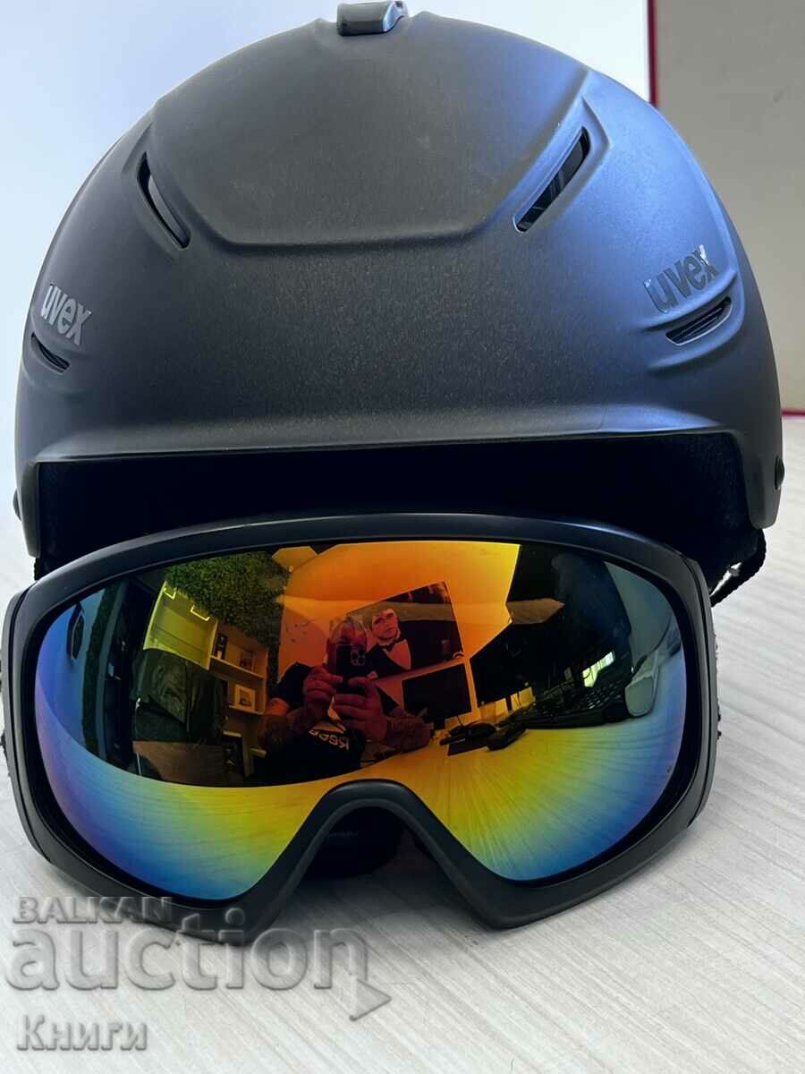 UVEX ski goggles and helmet