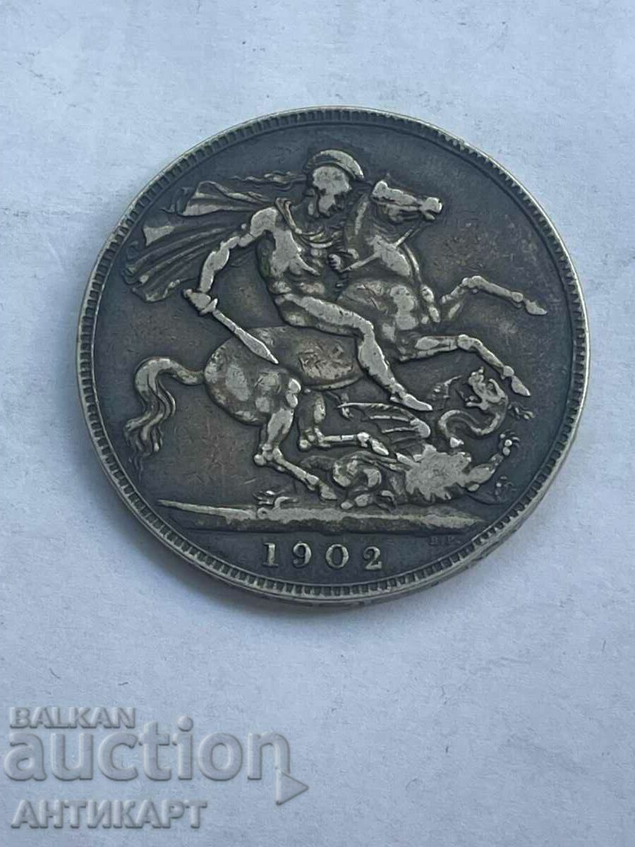 Moneda de argint Anglia 1 coroană Edwardus VII argint 1902