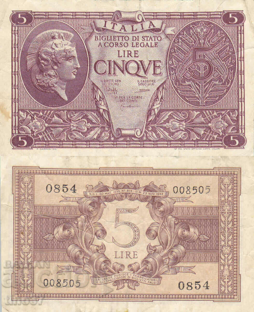 tino37- ITALIA - 5 LIRE - 1944