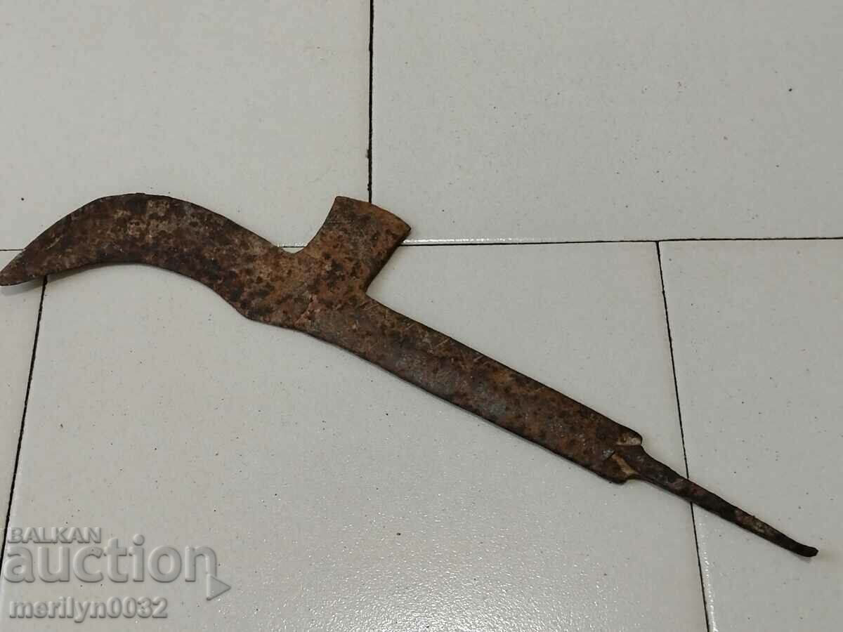Old wrought iron scythe blade with price 43.00 BGN | € 21.99 Old wrought iron scythe blade with price 43.00 BGN | € 21.99