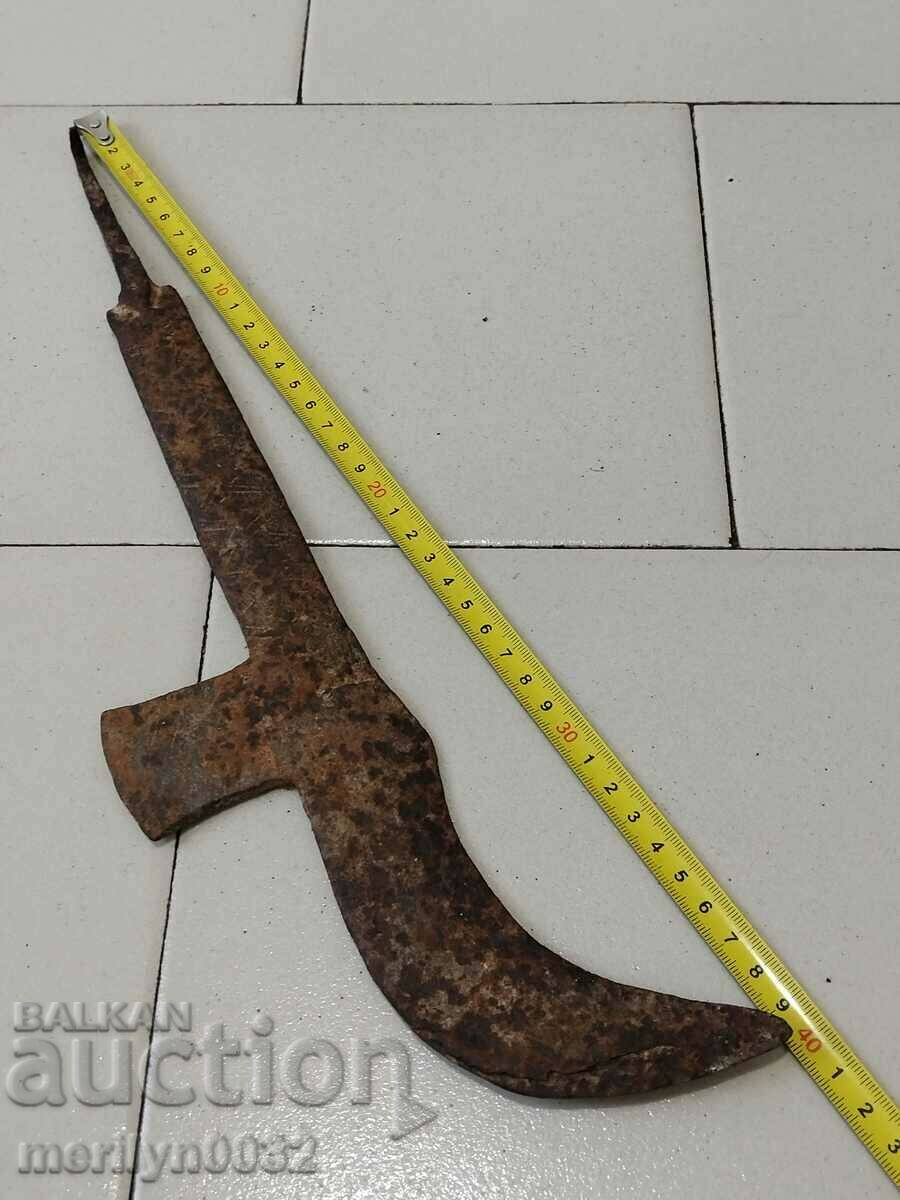 Auction Old wrought iron scythe blade Auction Old wrought iron scythe blade