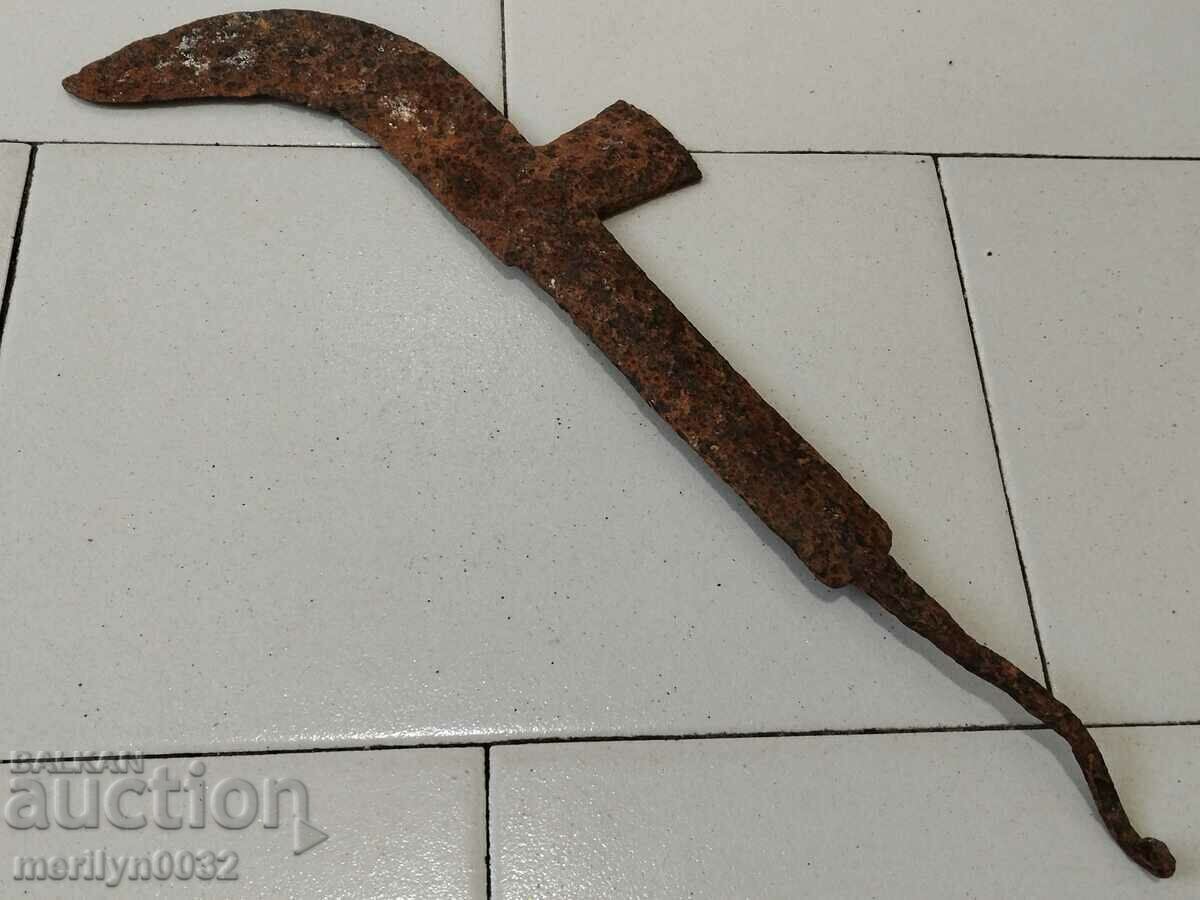 Auction Old wrought iron scythe blade Auction Old wrought iron scythe blade