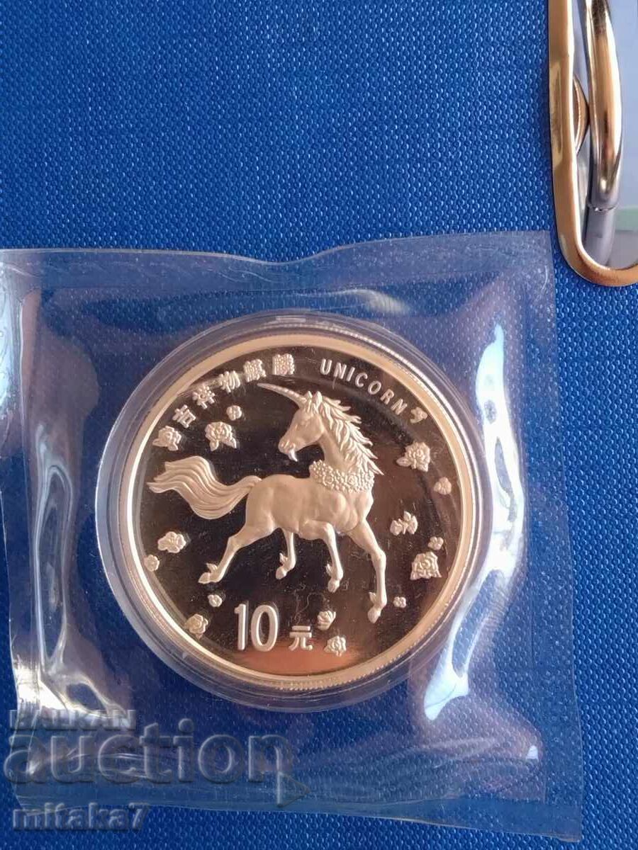 Moneda de argint „Unicorn”, 1 oz, China, 1997