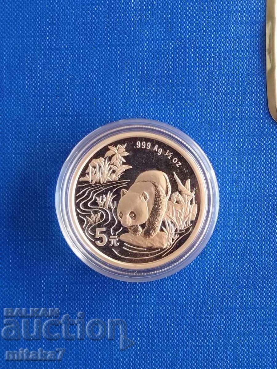 Monedă de argint panda chinezească de 1/2 oz 1997