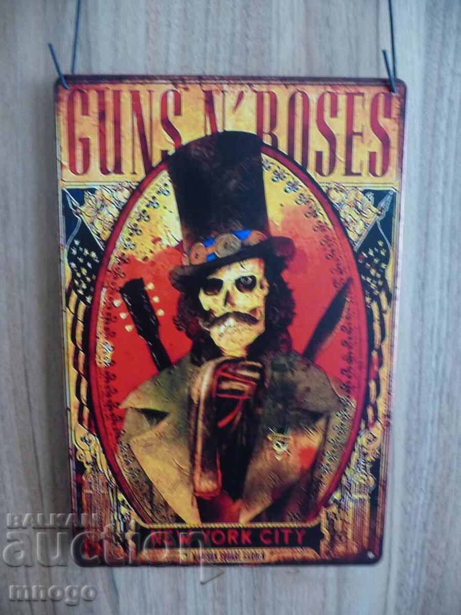 Метална табела Guns n' Roses в New York city рок група Аксел