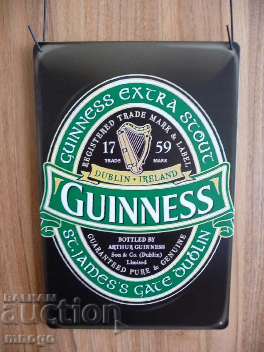 Semn de bere metal Guinness negru etichetă Irlanda frumos