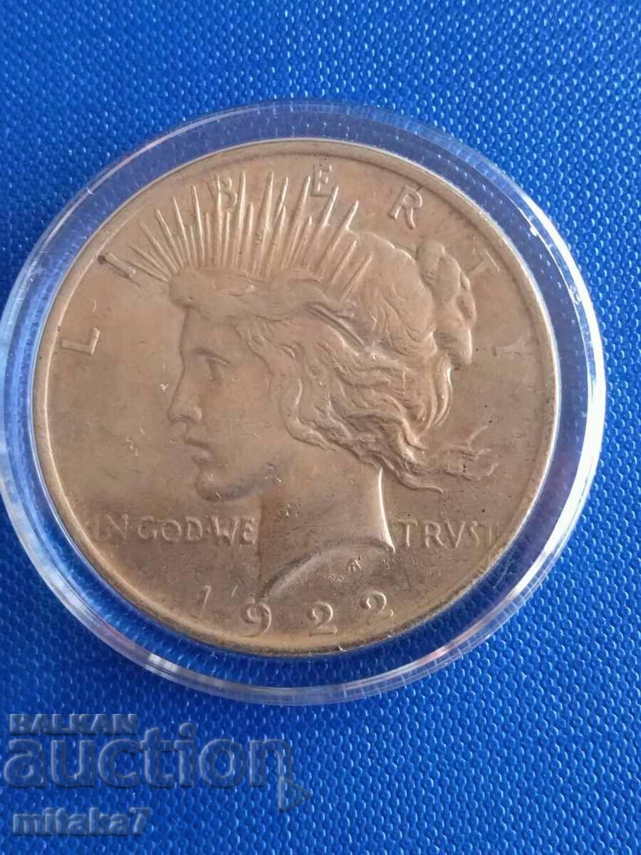 Silver 1 dollar 1922, USA, Peace dollar