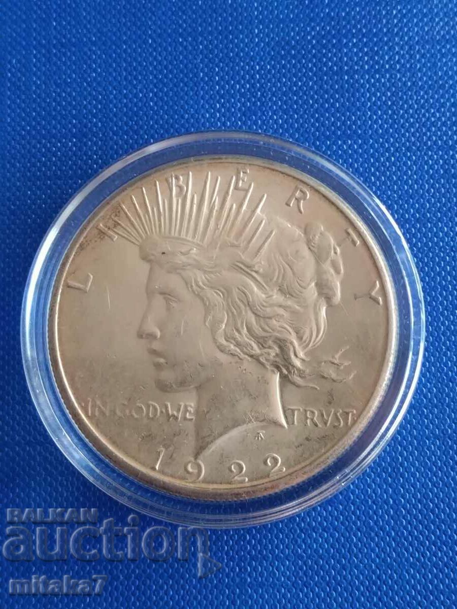 Silver 1 dollar 1922, USA, Peace dollar