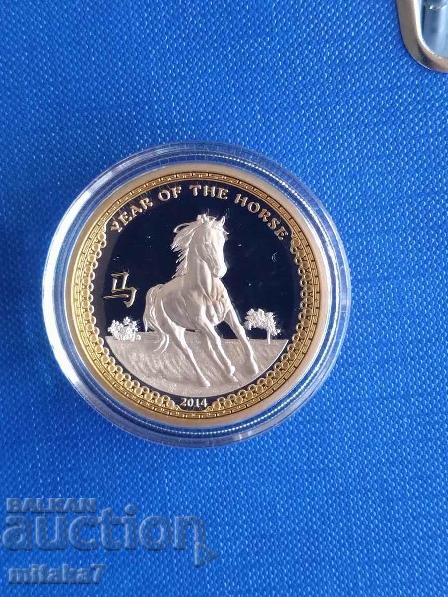 Σεληνιακό ασημένιο νόμισμα "Year of the Horse", 1 oz, 2014, Παλάου