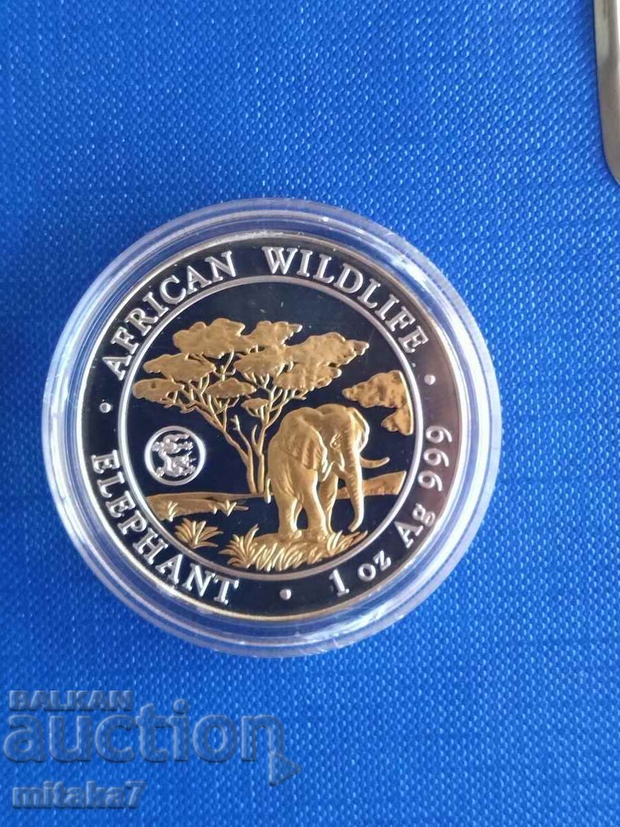 African wildlife silver coin, 1oz, 2012, Somalia