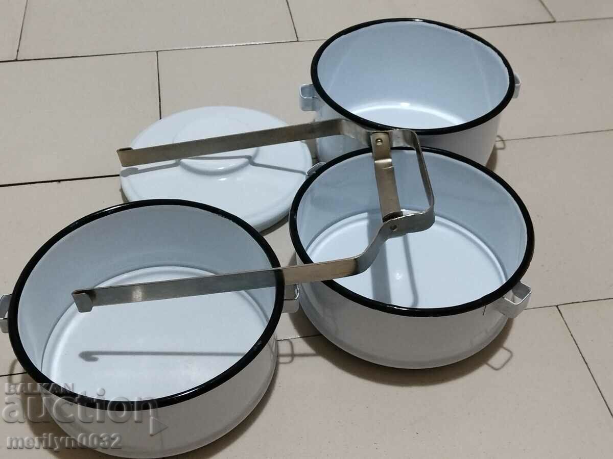 Jugs for food 3 pieces seferitas metal vessel enamel NRB - 7 Jugs for food 3 pieces seferitas metal vessel enamel NRB - 7