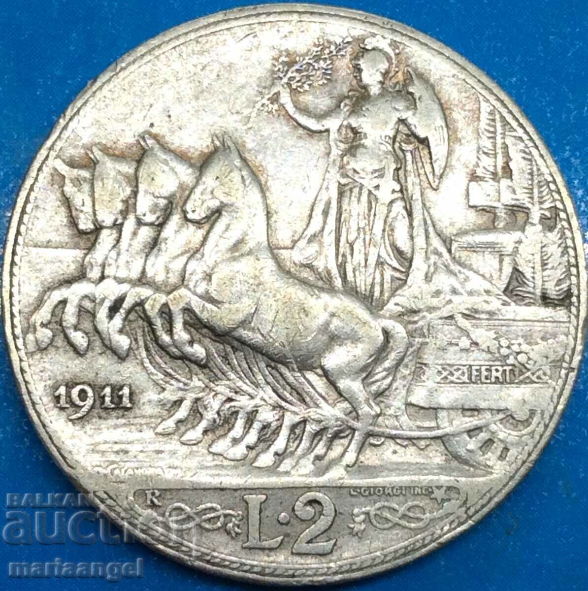 2 lire 1911 Italy silver - excl. rare and expensive!