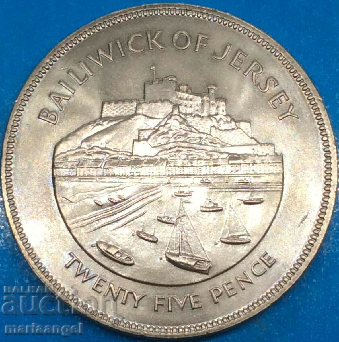 Великобритания 25 пенса 38mm 1977 Джерси Елизабет II