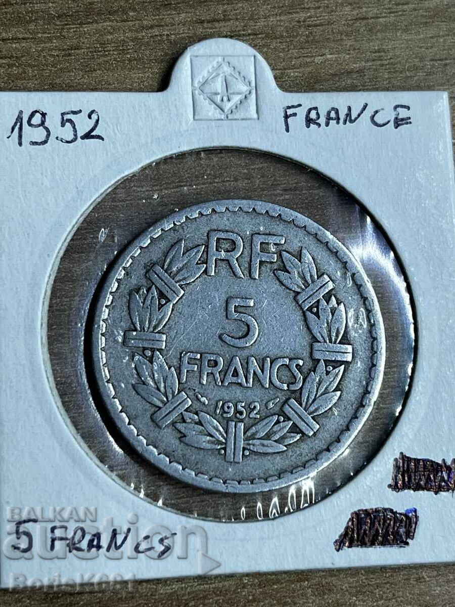 Franța 1952 5 franci rar