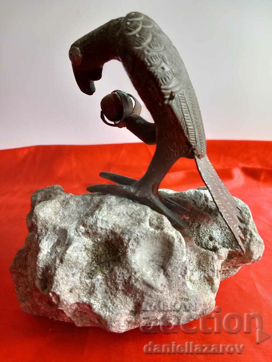 Auction  Old Author's Bronze Sculpture Bird on a Rock