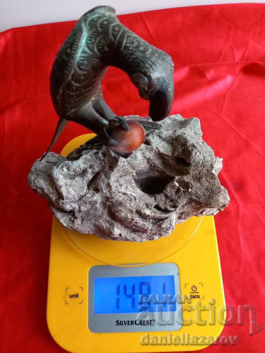 Old Author's Bronze Sculpture Bird on a Rock - 7