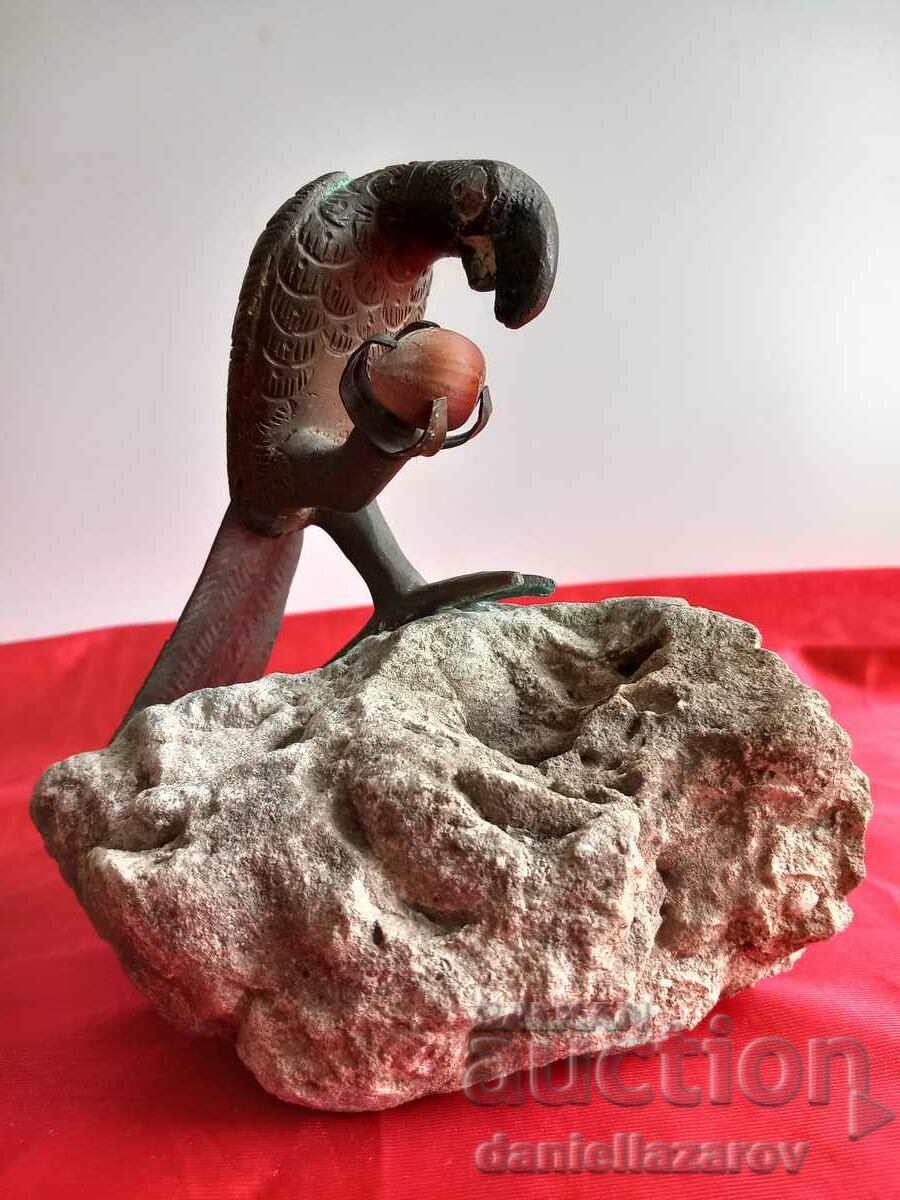 Old Author's Bronze Sculpture Bird on a Rock