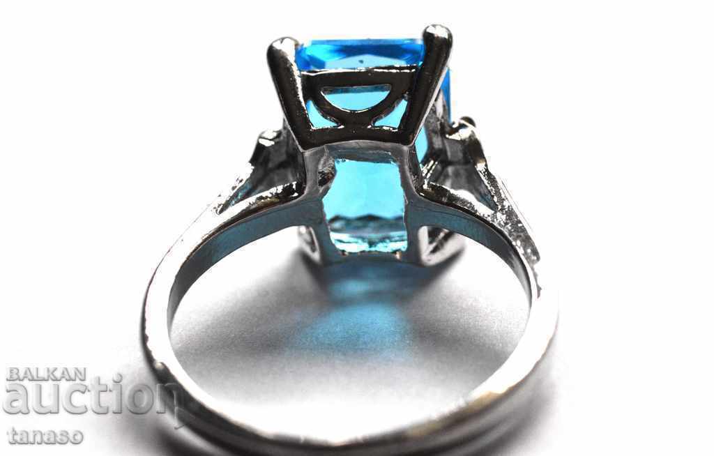 Delivery of Ring with large aquamarine, white rhodium plating #60 Delivery of Ring with large aquamarine, white rhodium plating #60