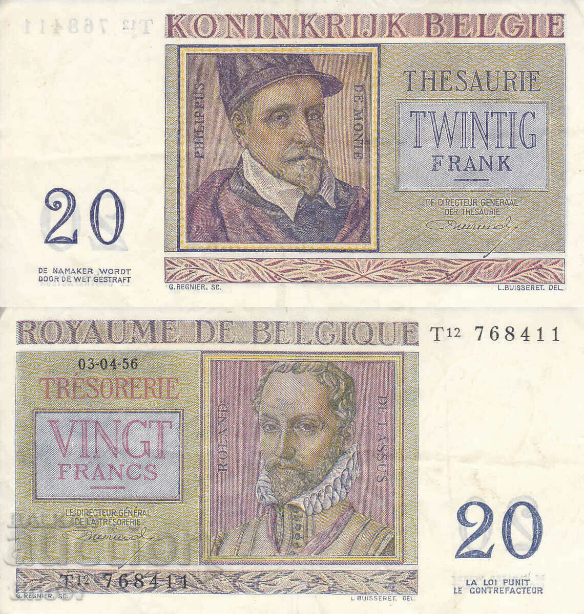 tino37- BELGIUM - 20 FRANC - 1956 - VF