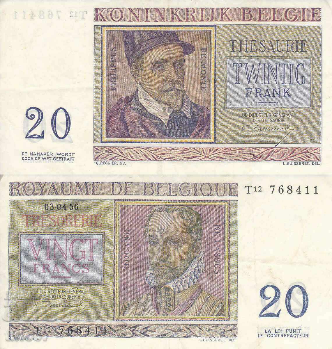 tino37- BELGIUM - 20 FRANC - 1956 - VF