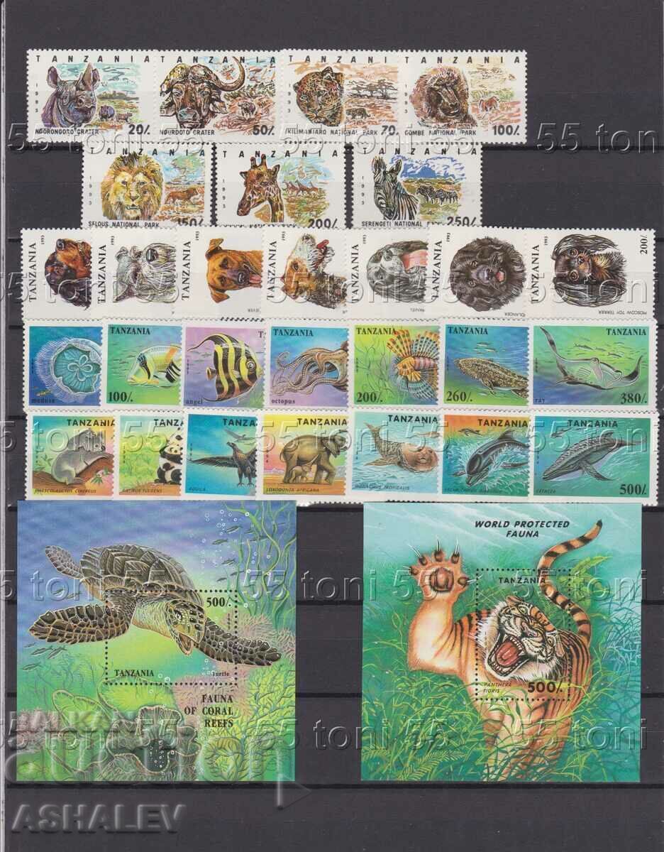 Tanzania lot-Fauna 4 comp.editions**+ 2 Blocks