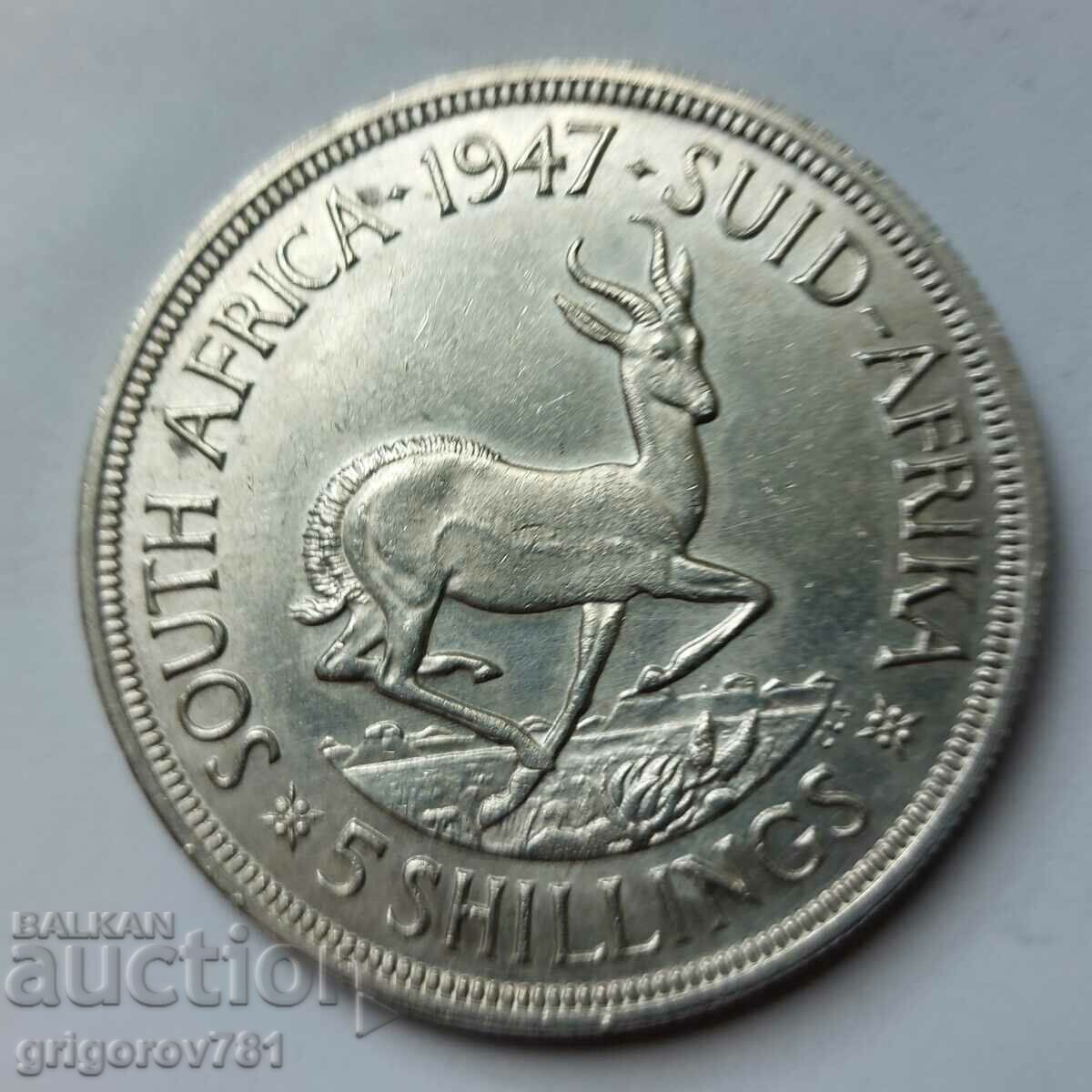 5 Shilling Silver 1947 South Africa - Silver Coin #2