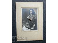 Old photo cardboard Datsov Sofia woman in costume ethnography