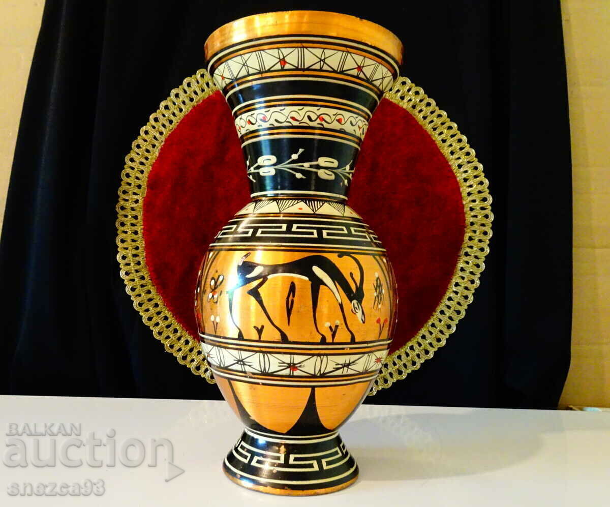 Copper vase, hunting paintings, Antelopes, Gazelles Copper vase, hunting paintings, Antelopes, Gazelles