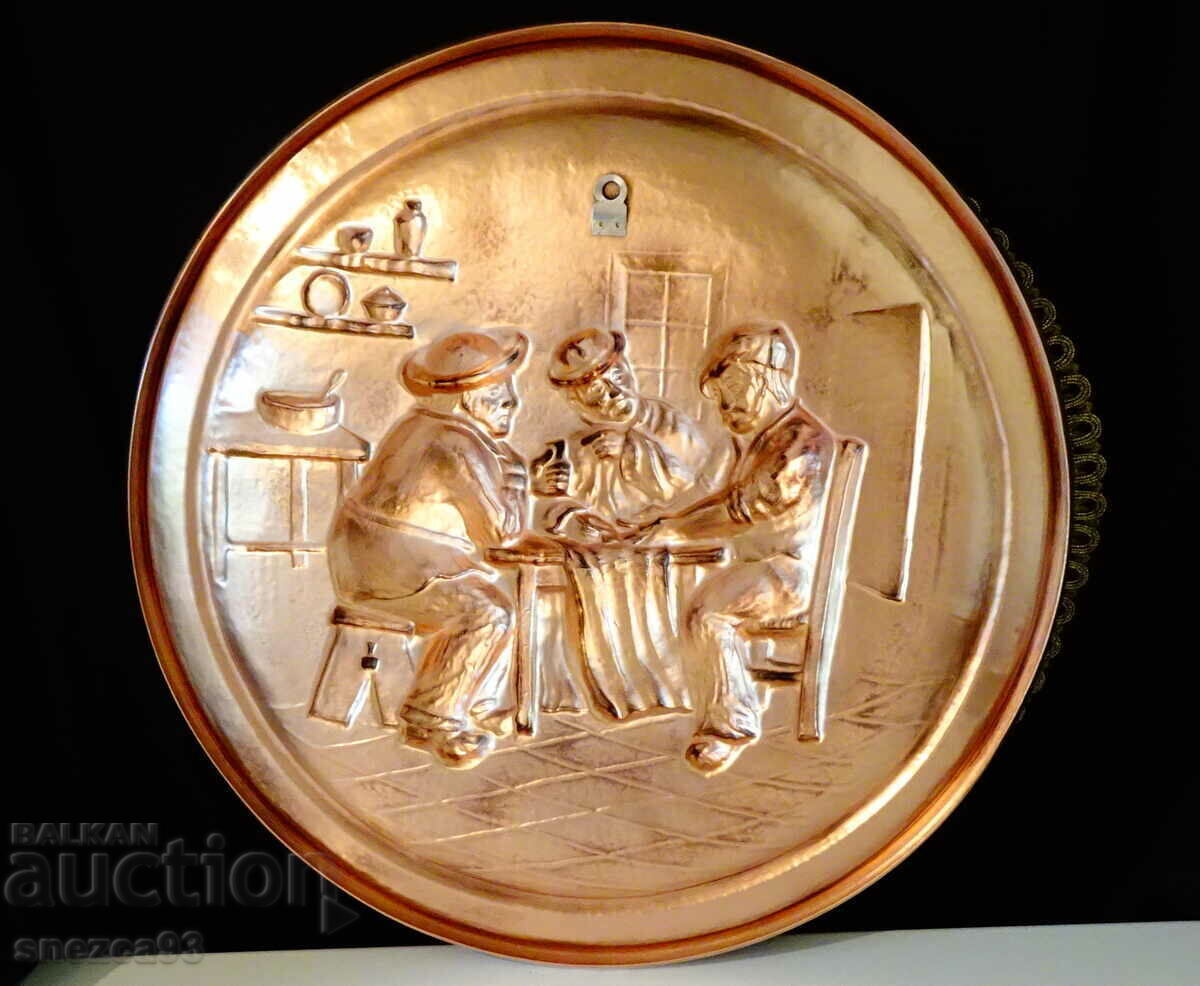 Licitație Panou de cupru, tablou în relief Joc de cărți, poker