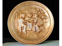 Panou de cupru, tablou în relief Joc de cărți, poker