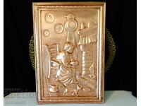 Author's copper panel, relief painting, wood.