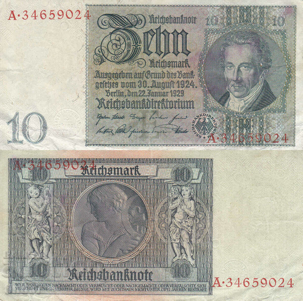 tino37- GERMANIA - 10 TIMBRIE - 1929- VF